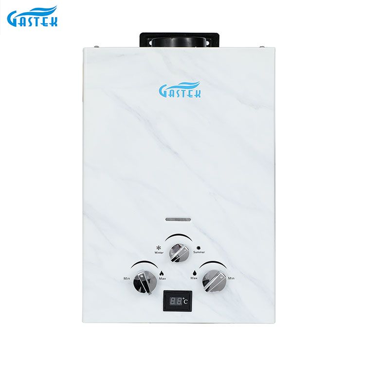 Chauffe-eau instantané à gaz GPL avec douche à conduit, installation dans la salle de bain