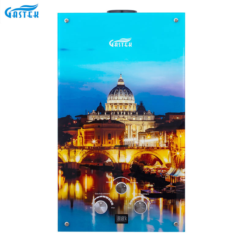 Appareil ménager 6L 10L 12L Type de conduit mural panneau de verre personnalisé vente chaude chauffe-eau à gaz instantané sans réservoir pour le bain